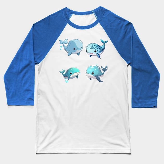 Cute whales - Stickers pack Baseball T-Shirt by SergioCoelho_Arts